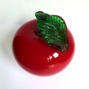 Vintage Art Glass Red Apple Paperweight